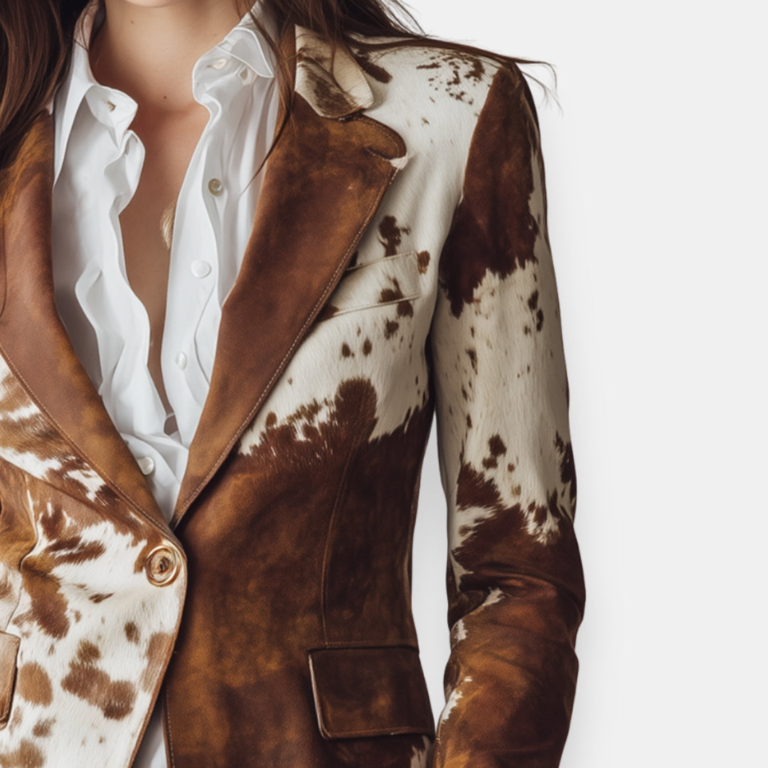 Cléone | Veste Imprimé Peau de Vache Bicolore