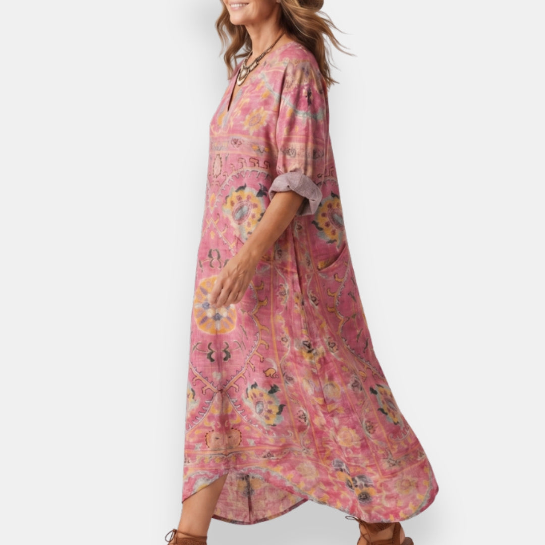 Rozenne | Robe Kaftan Imprimée Ikat