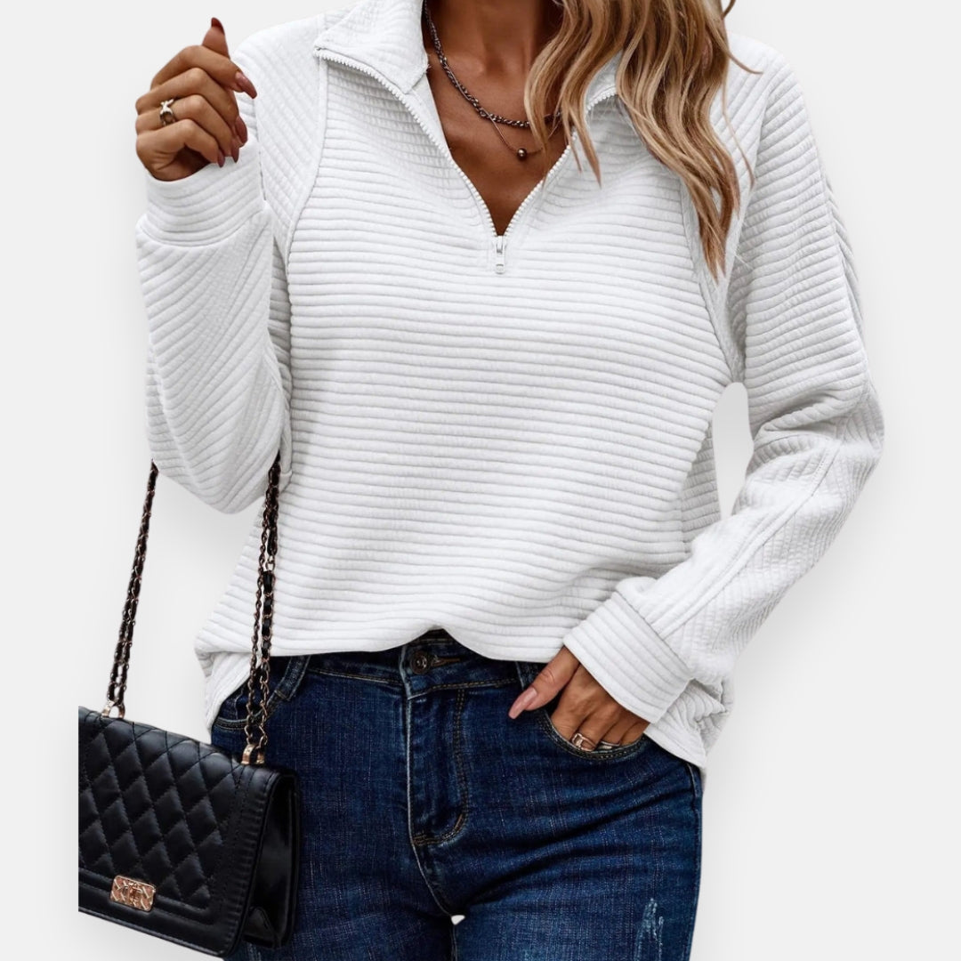 Juniper | Pull à col zippé côtelé