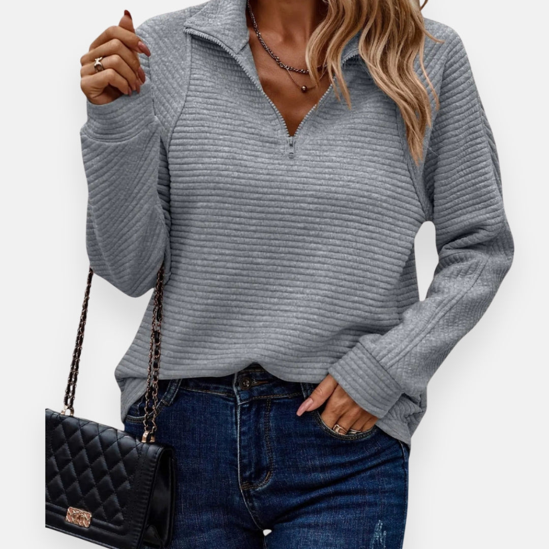 Juniper | Pull à col zippé côtelé