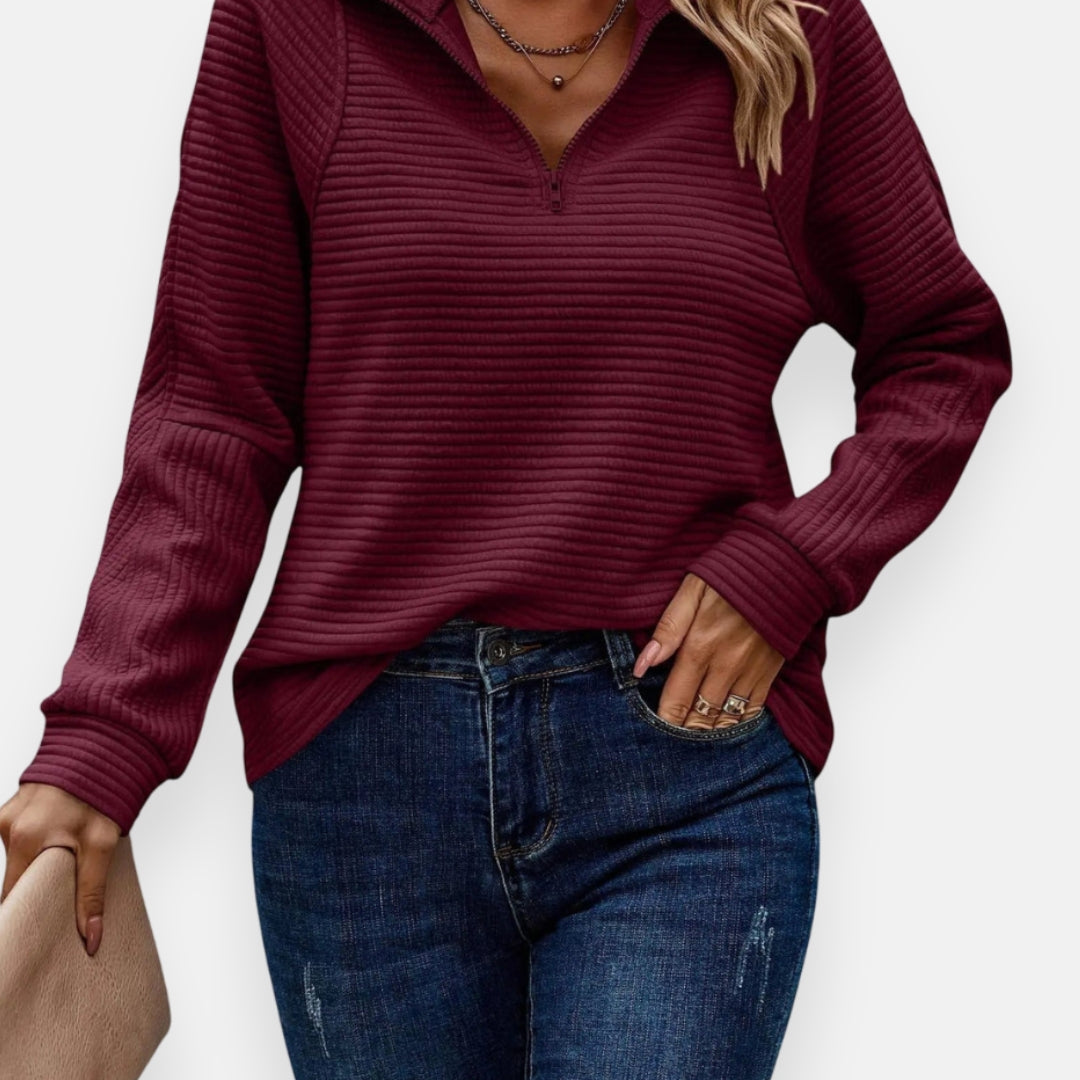 Juniper | Pull à col zippé côtelé