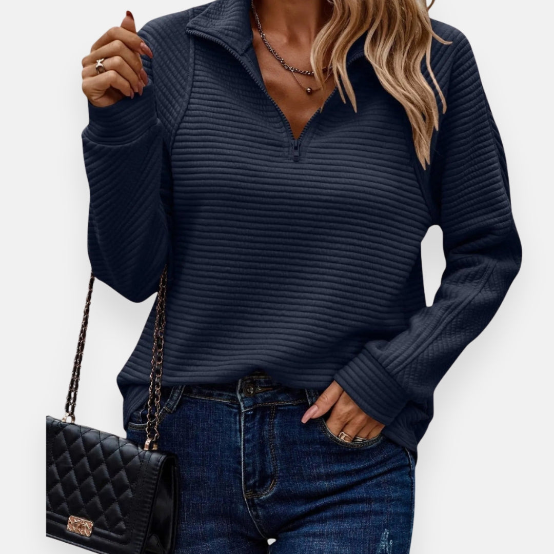 Juniper | Pull à col zippé côtelé