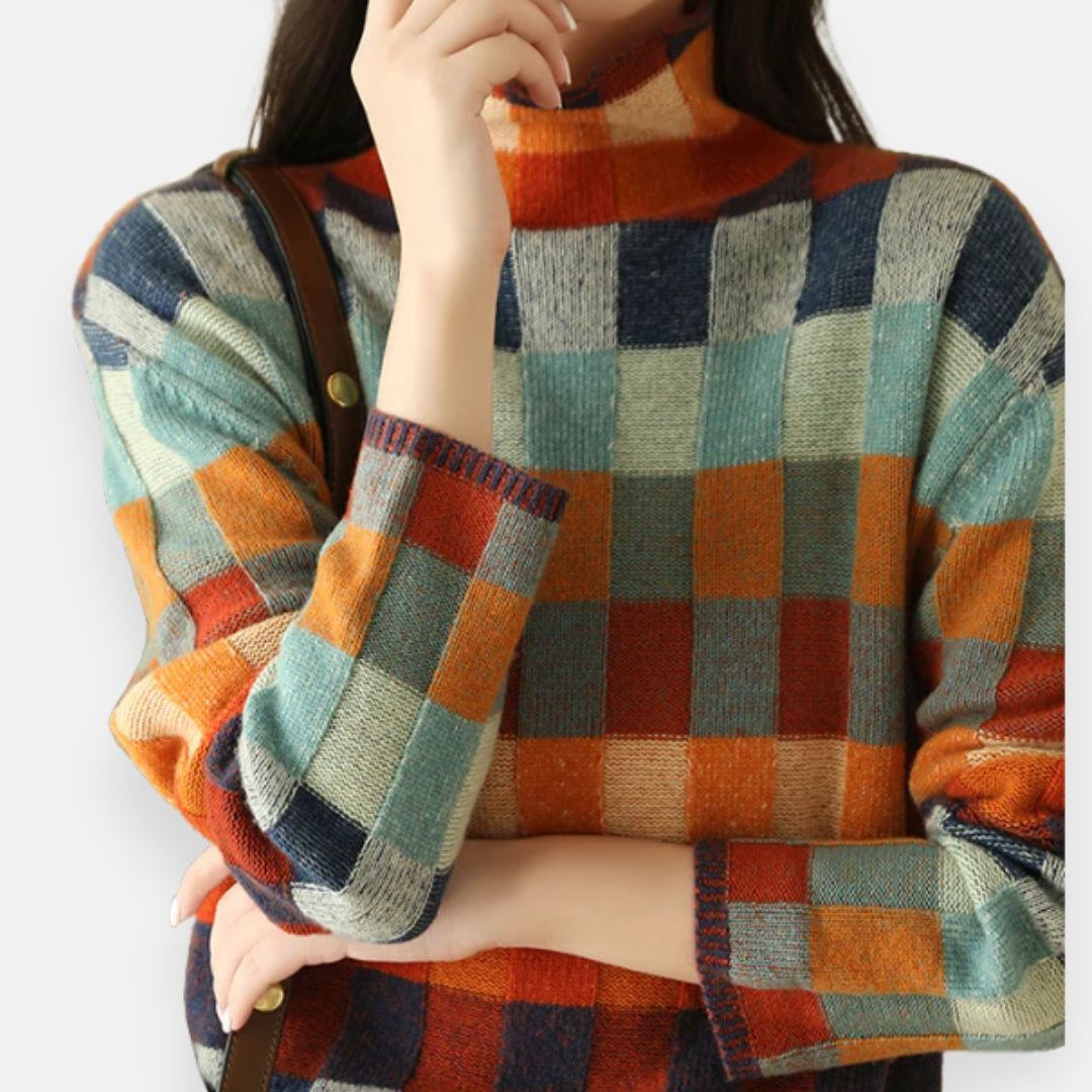 Marie | Pull à carreaux multicolores