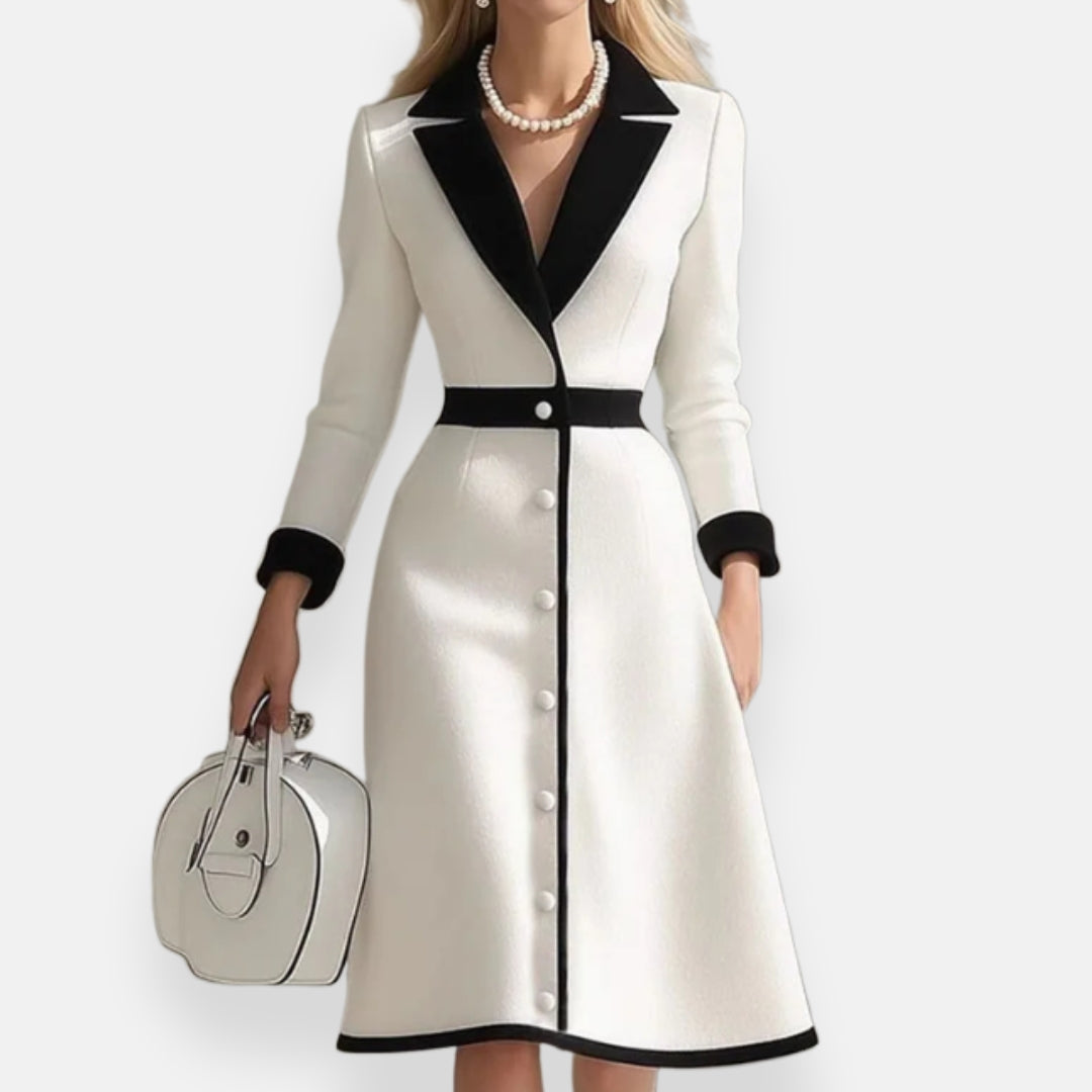 Faela | Robe midi à col contrasté