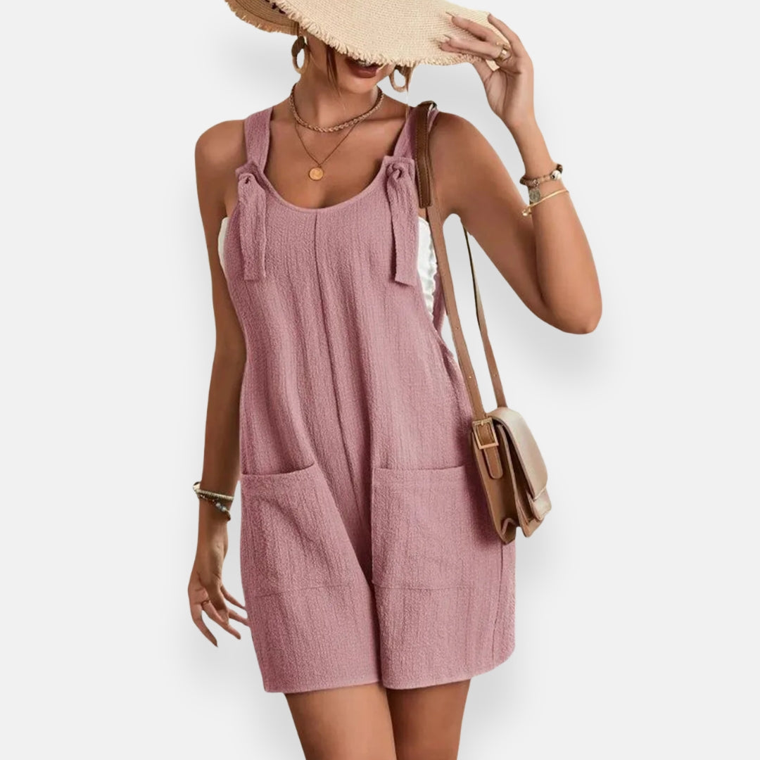Graziella | Combishort rose à nœuds d’épaules