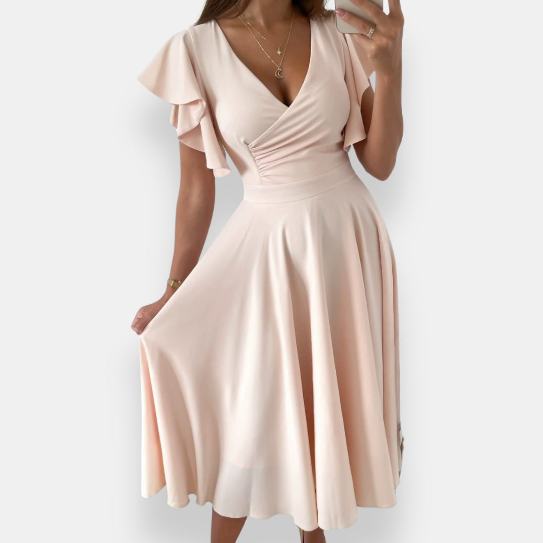 Iseut | Robe midi évasée volantée