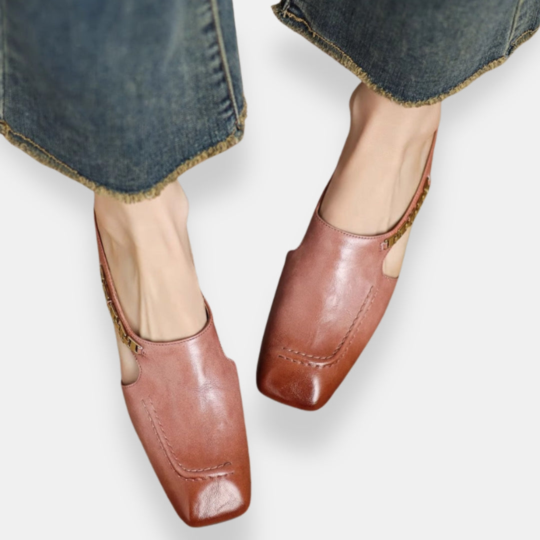 Justine | Mules compensées dorées