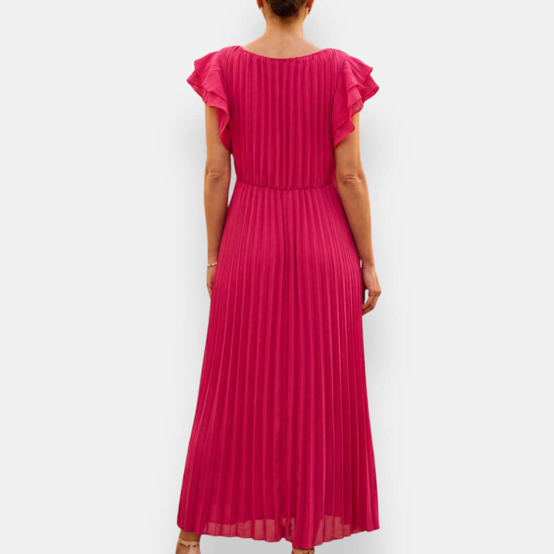 Cyvienne | Robe longue plissée à nœud