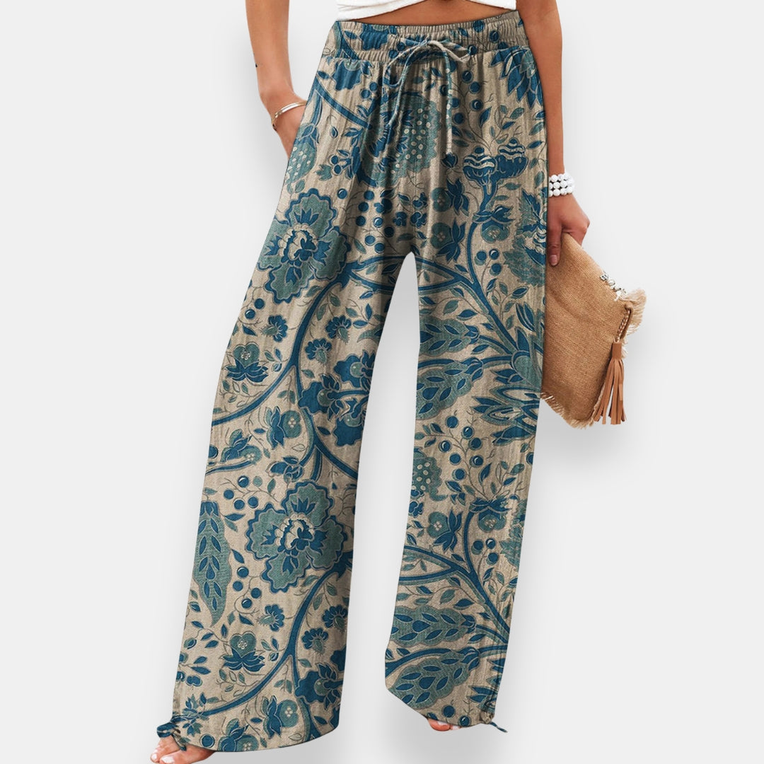 Mauve | Pantalon paisley élastiqué