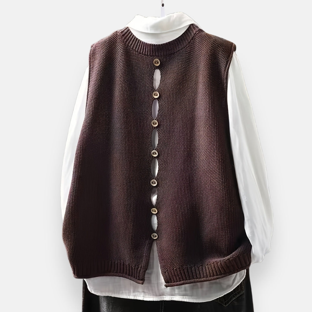 Aude | Gilet tricoté sans manches col rond