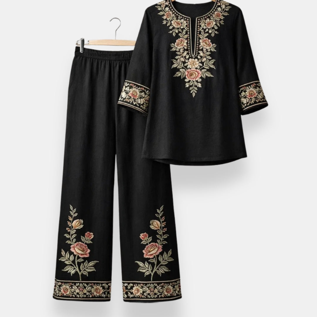 Aubreline | Ensemble brodé fleuri