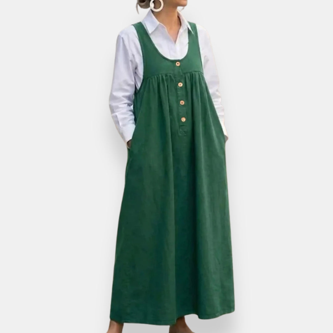 Mathilde | Robe chasuble boutonnée