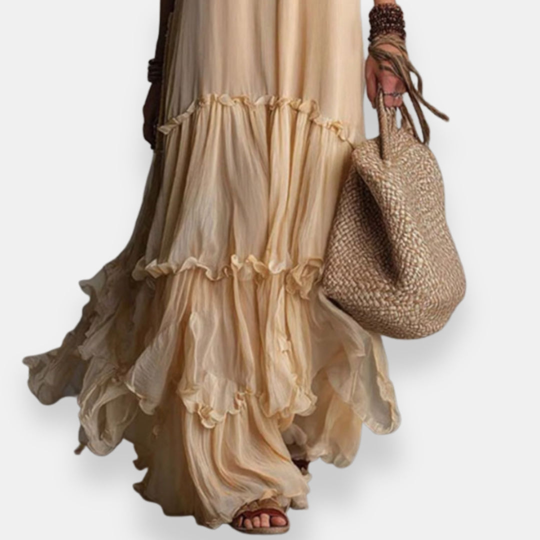 Helvonde | Robe Bohème Volants Étagés