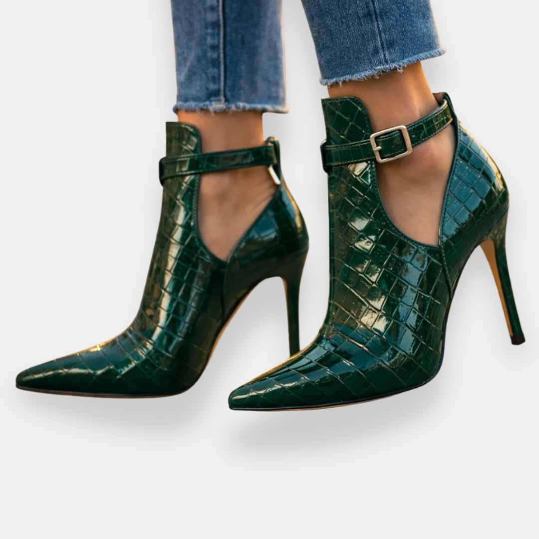 Simone | Escarpins croco vernies
