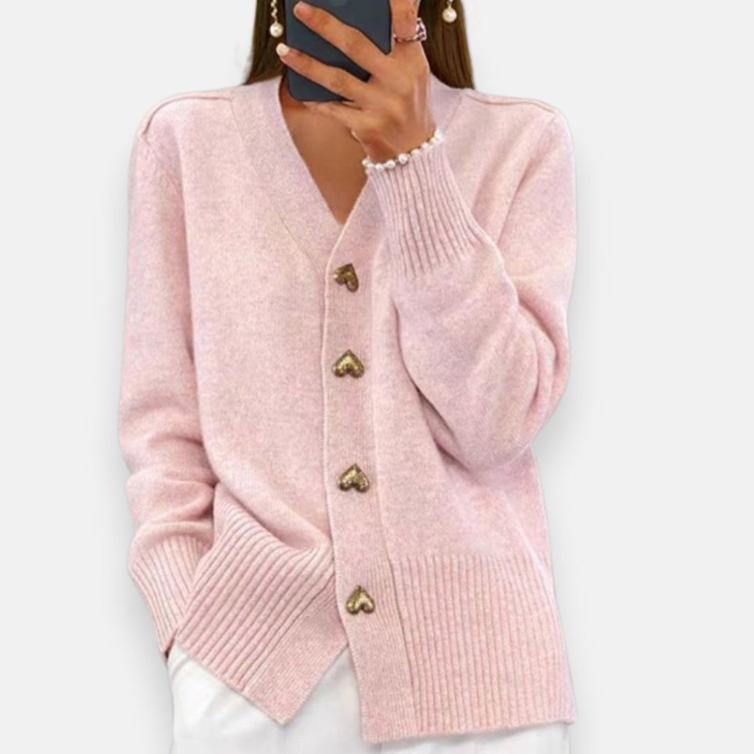 Mia | Cardigan élégant à boutons dorés