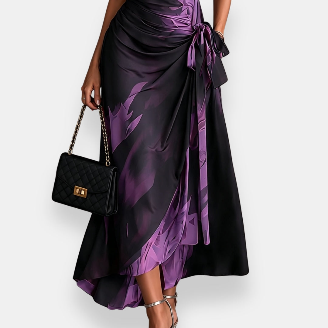 Géraldine | Robe Drapée Imprimée Violette
