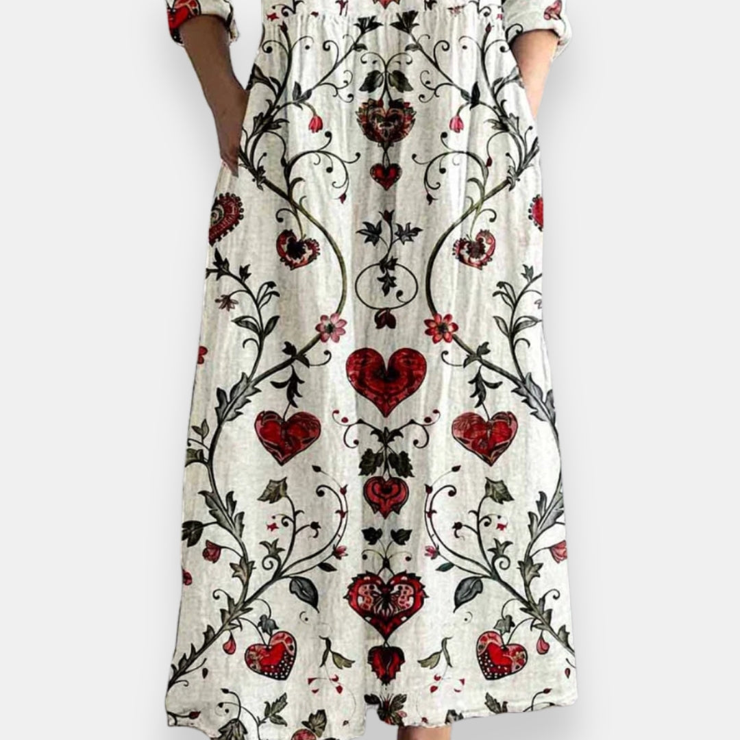 Irys | Robe maxi cœurs floraux