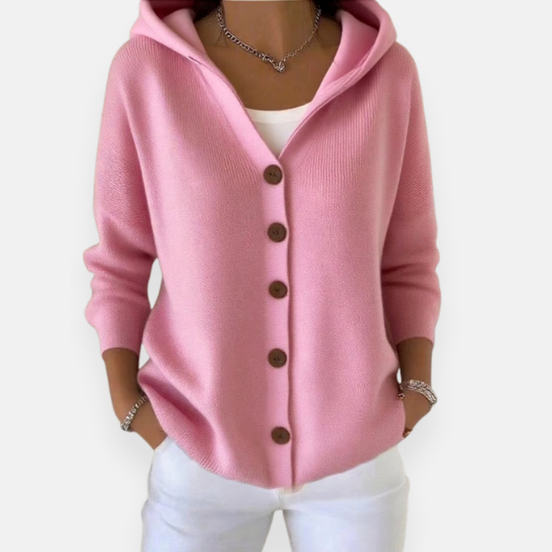 Élora | Cardigan à capuche boutonné