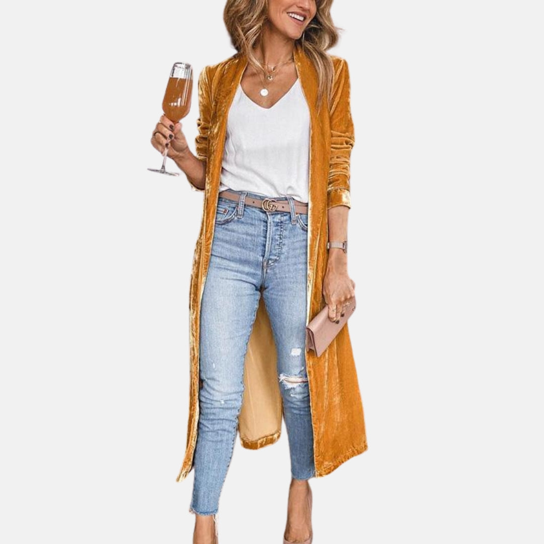 Zéra | Long cardigan en velours fluide