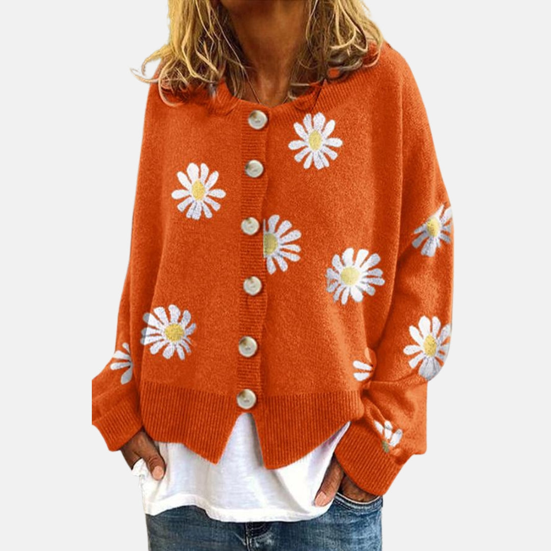 Naira | Gilet en maille à motif marguerites