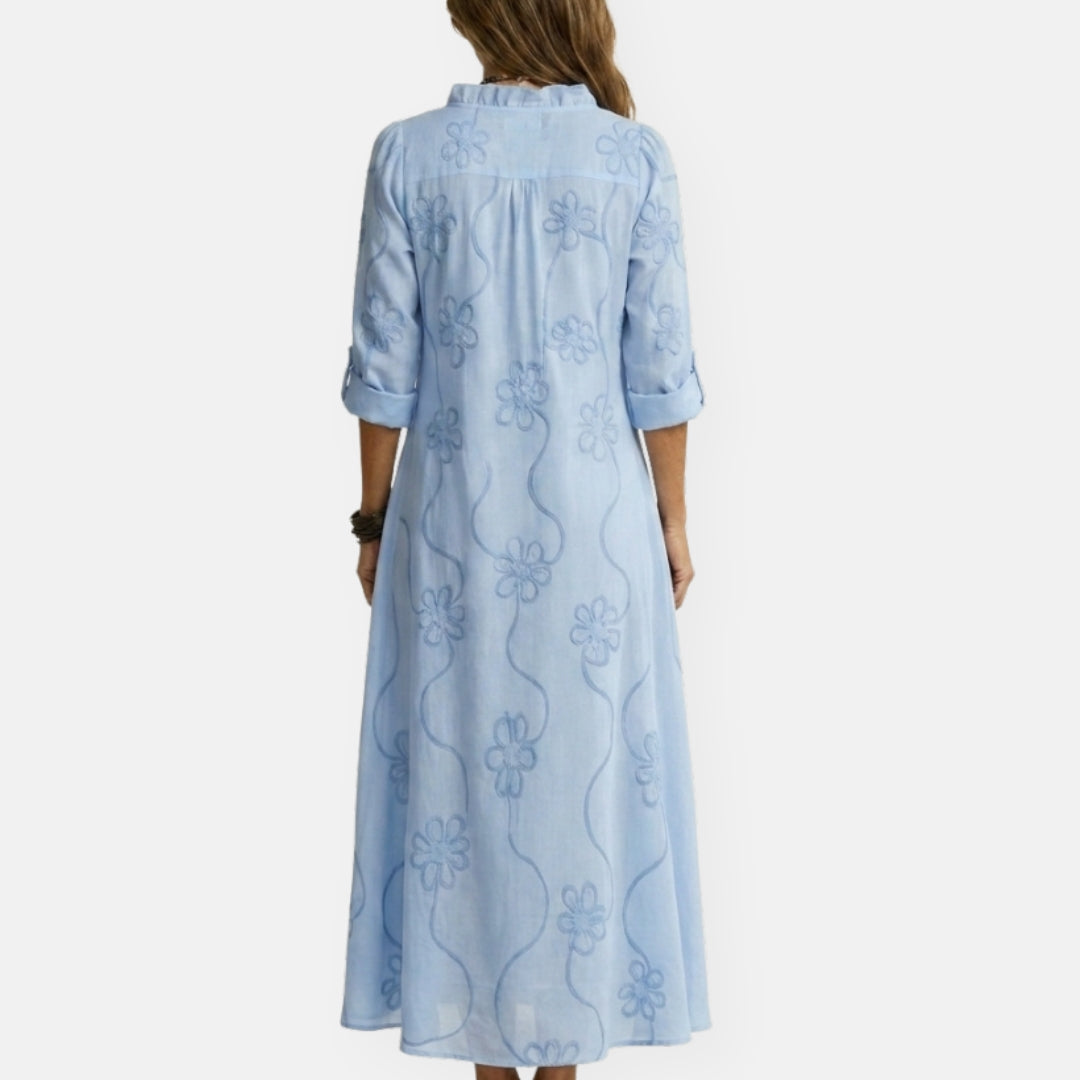 Maryse | Robe longue brodée à motifs floraux
