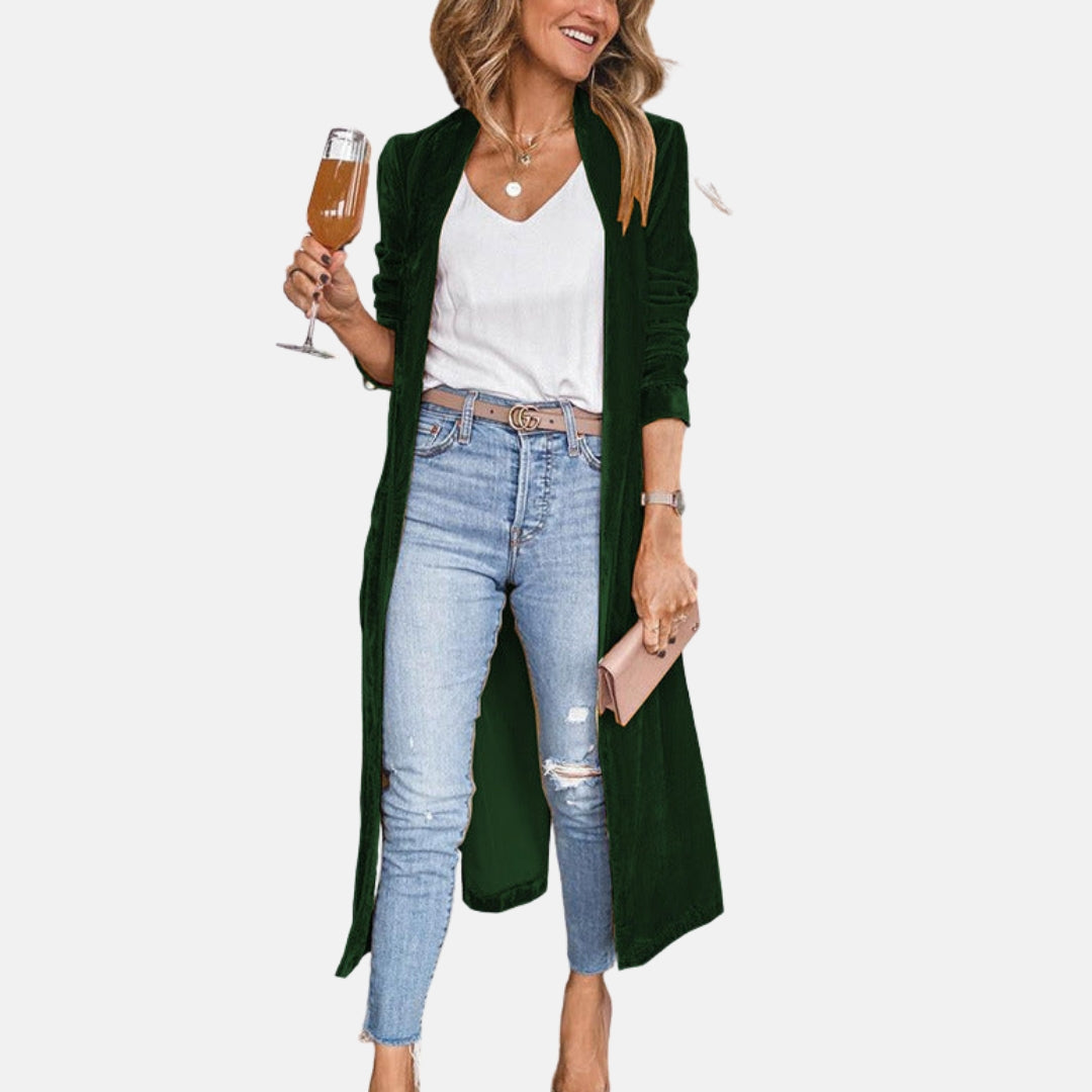 Zéra | Long cardigan en velours fluide
