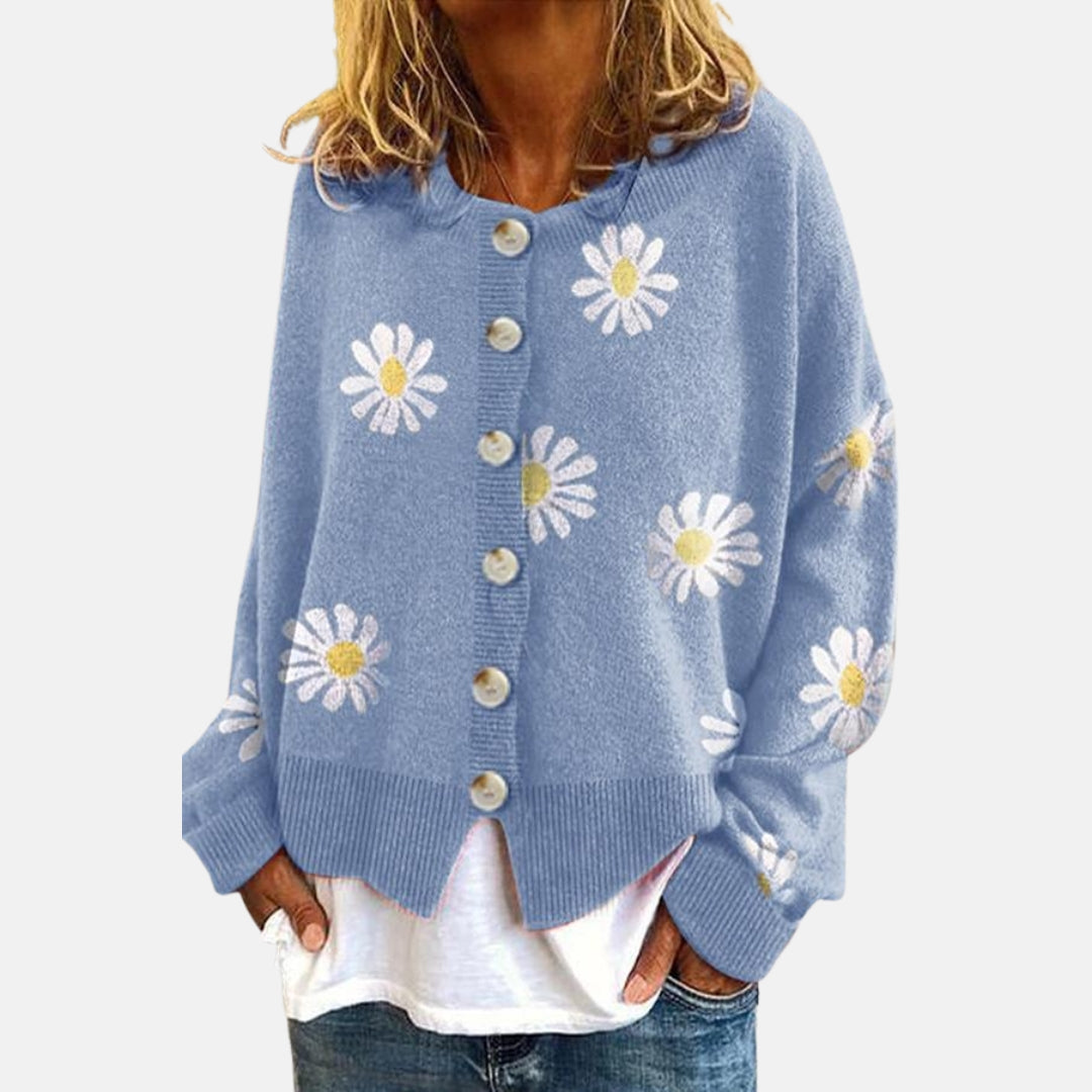 Naira | Gilet en maille à motif marguerites