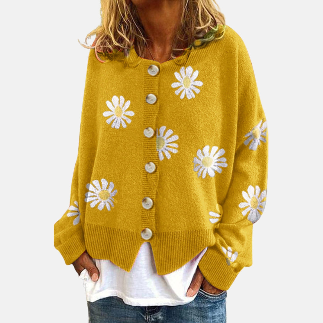 Naira | Gilet en maille à motif marguerites
