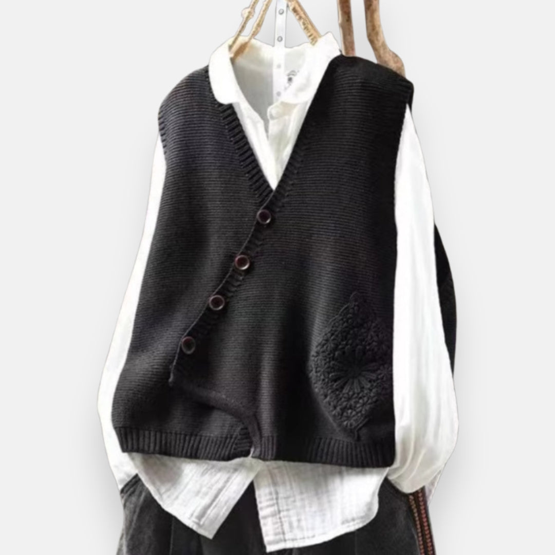 Hélène | Gilet asymétrique en tricot