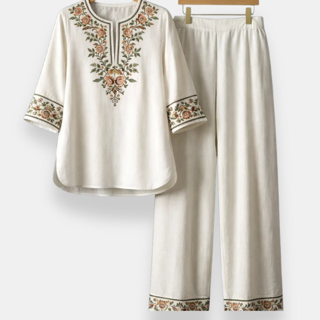 Aubreline | Ensemble brodé fleuri