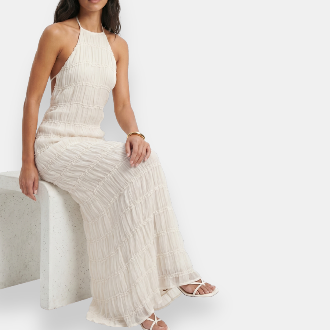Falquise | Robe longue dos ouvert texturée