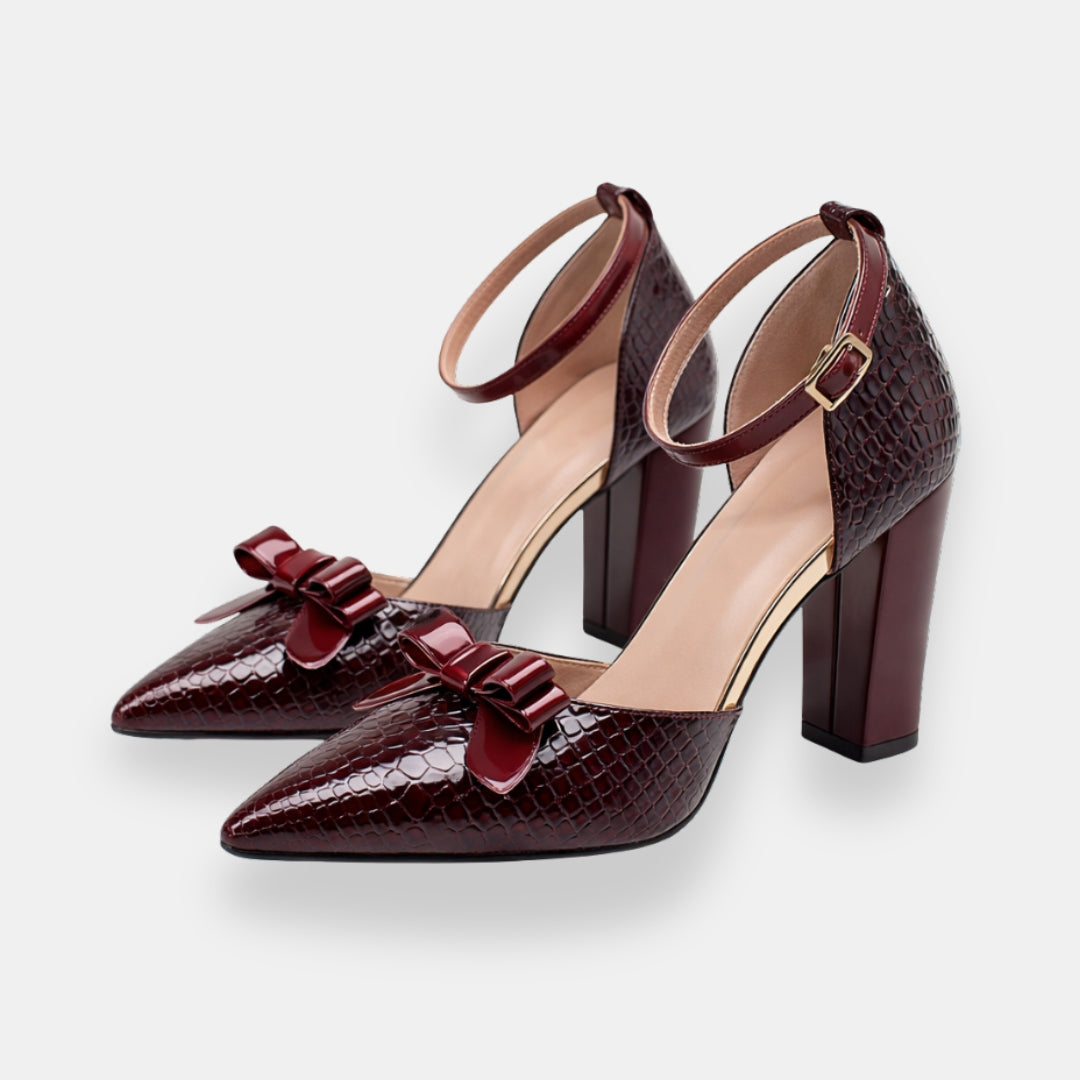 Doëlvoire | Escarpins croco bride nœud