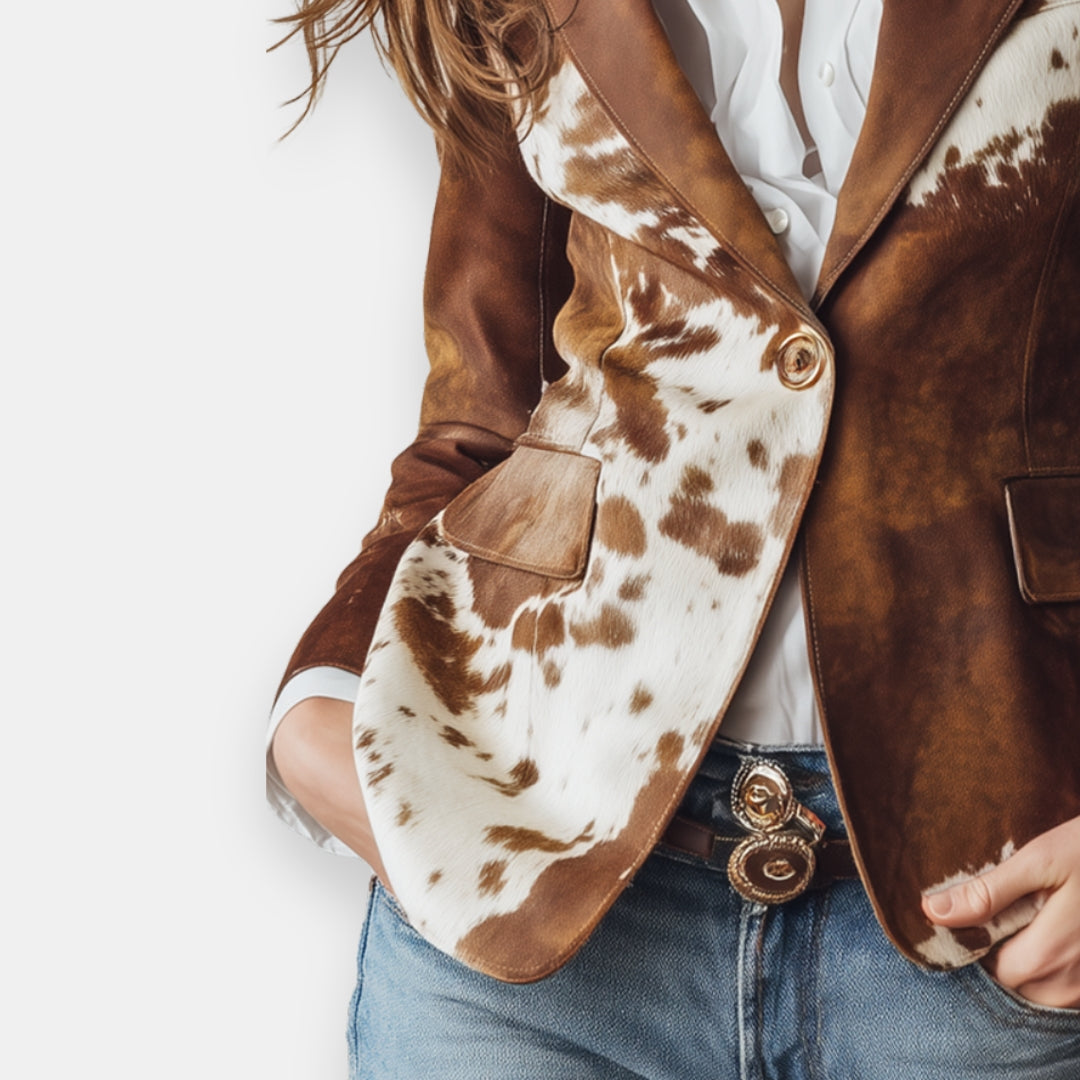 Cléone | Veste Imprimé Peau de Vache Bicolore