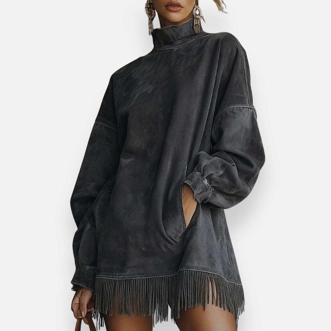 Iseult | Robe Suédine Frangée