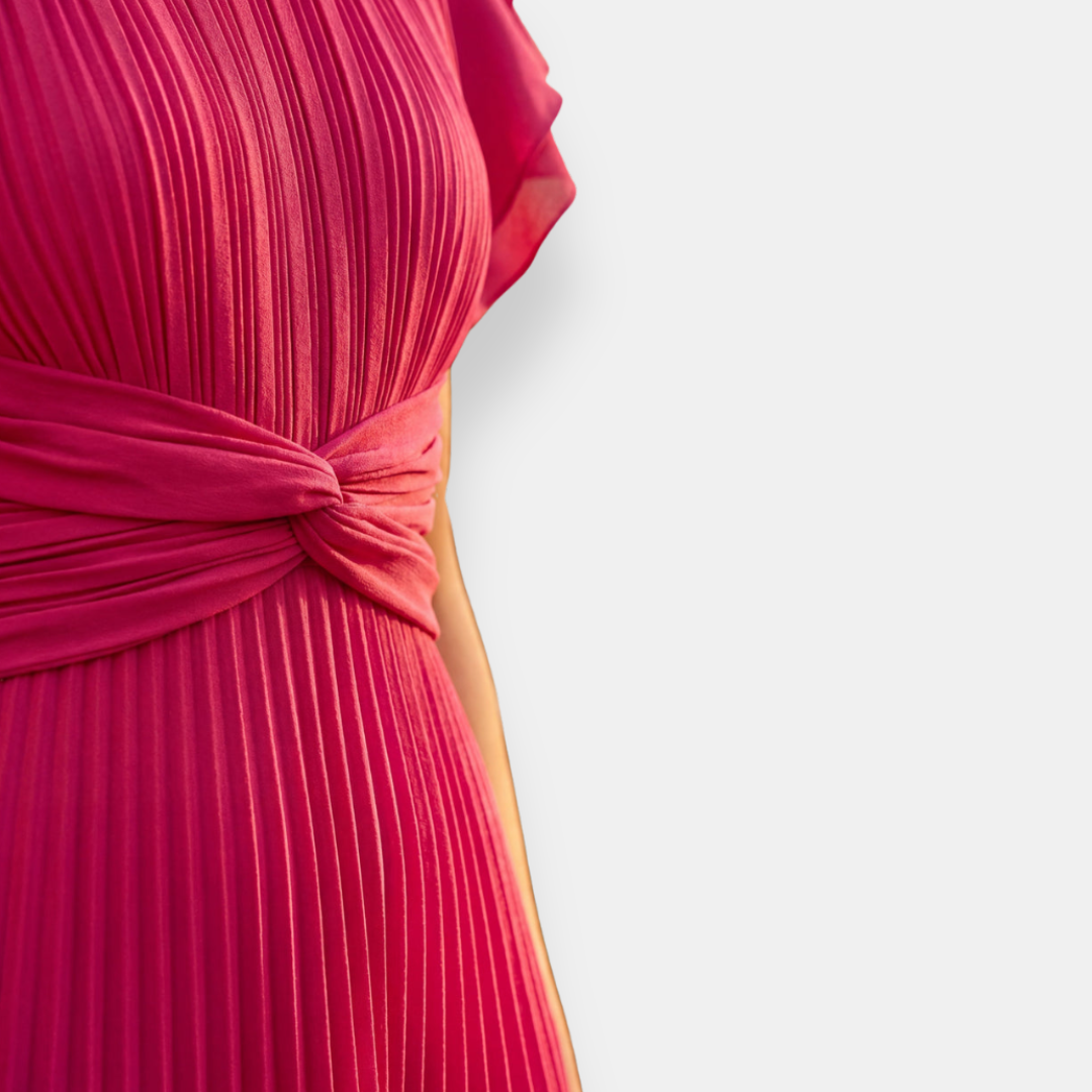 Cyvienne | Robe longue plissée à nœud