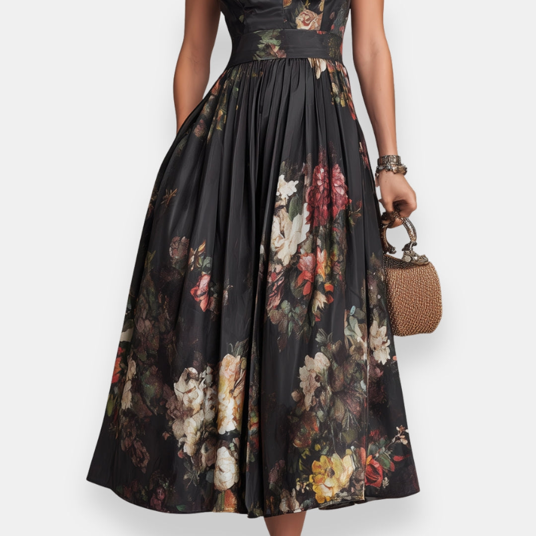 Cauviette | Robe midi florale mandarin