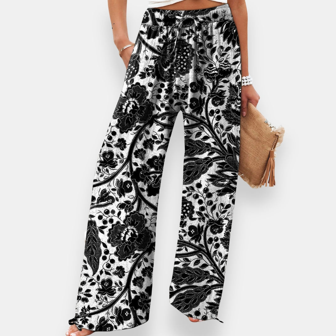 Mauve | Pantalon paisley élastiqué