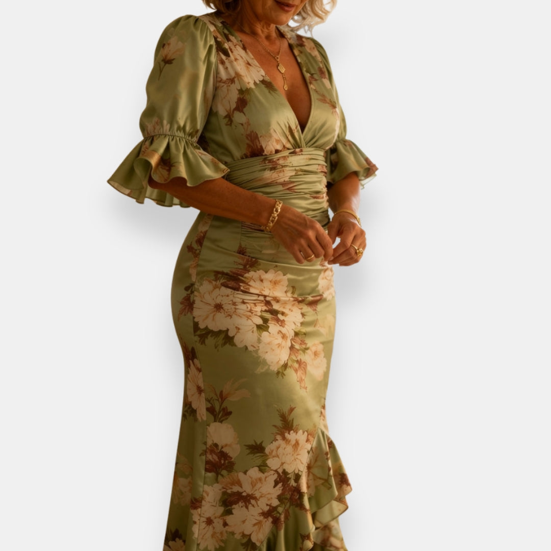 Holvise | Robe longue fleurie volanté