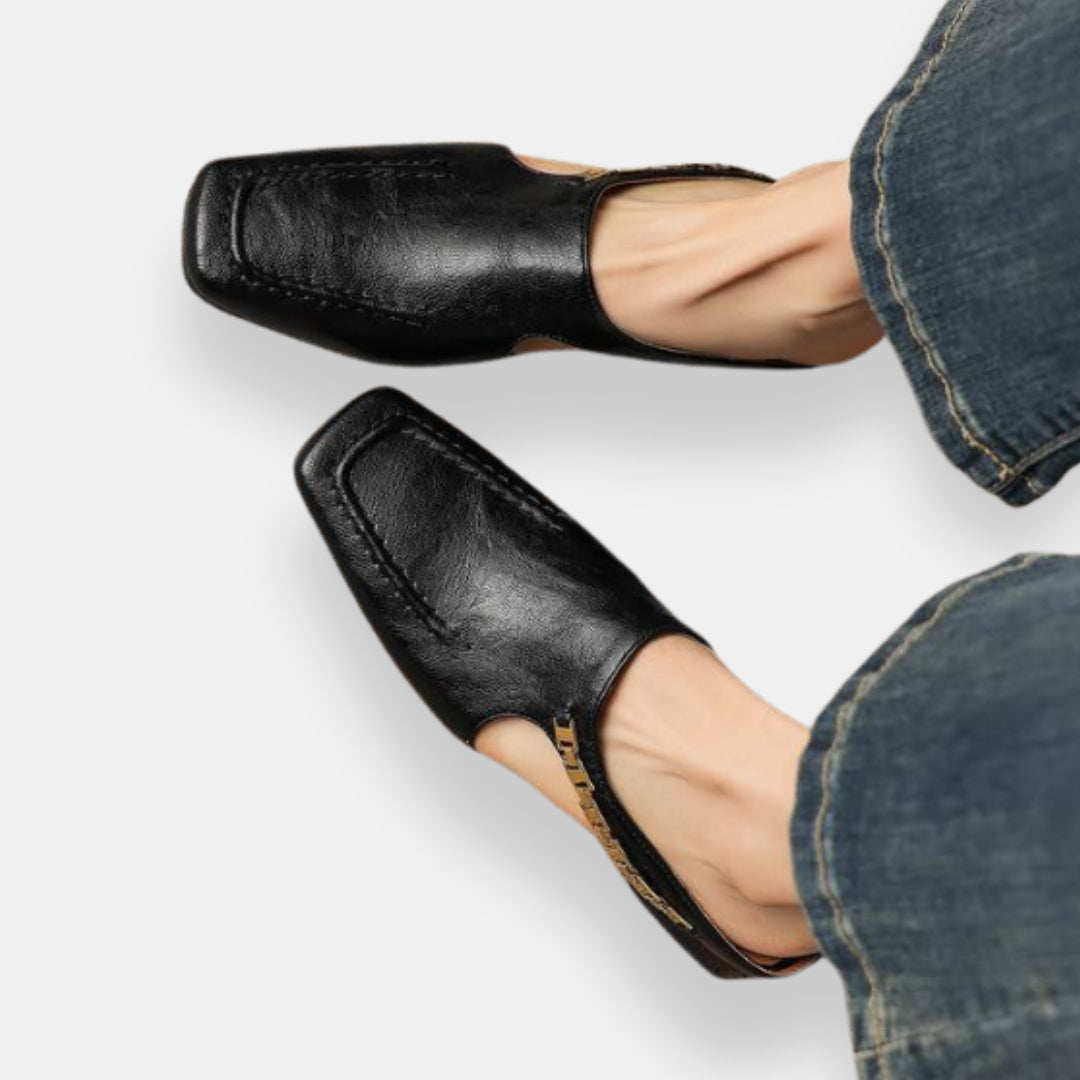 Brédéric | Mules talon chaîne détail