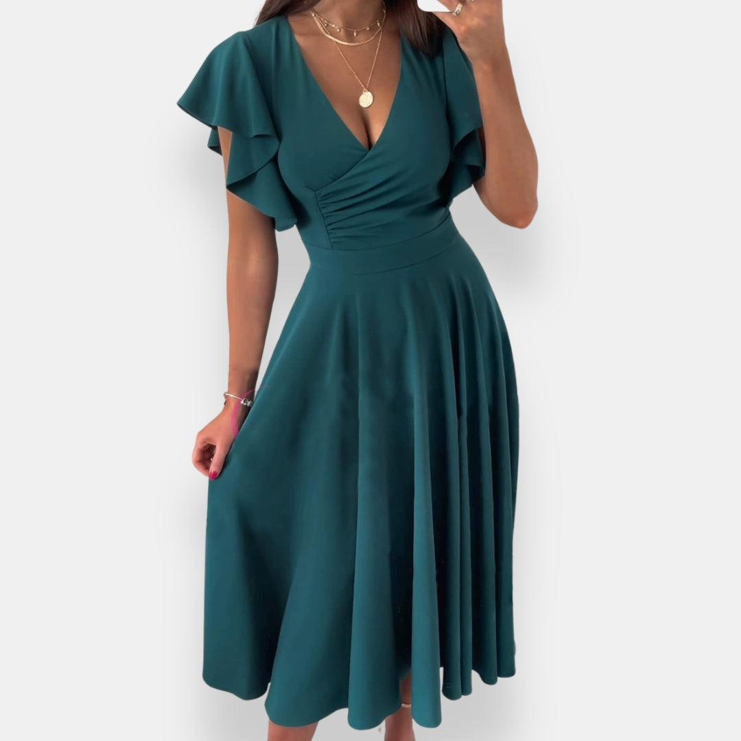 Iseut | Robe midi évasée volantée