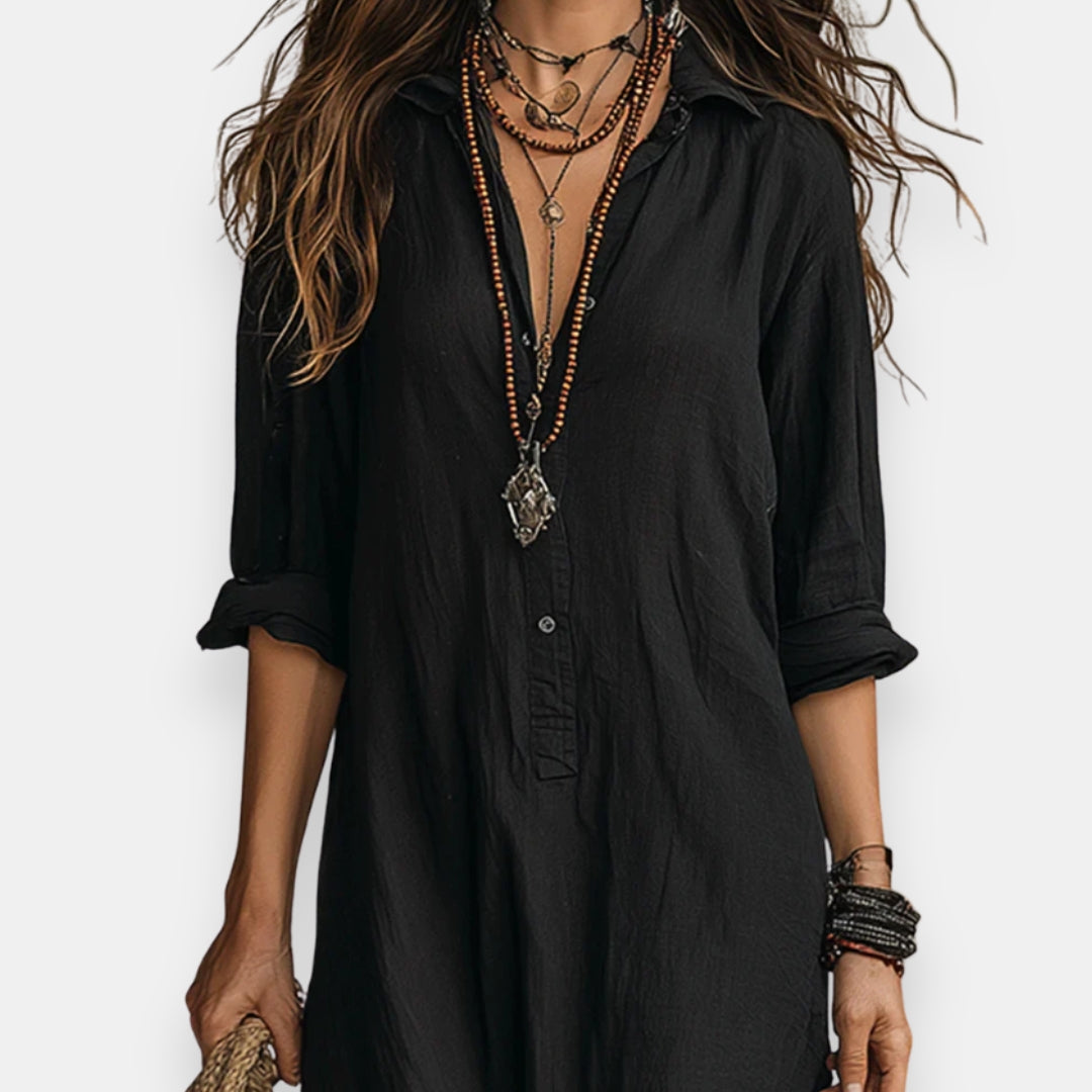 Bréhalde | Robe chemise longue bohème