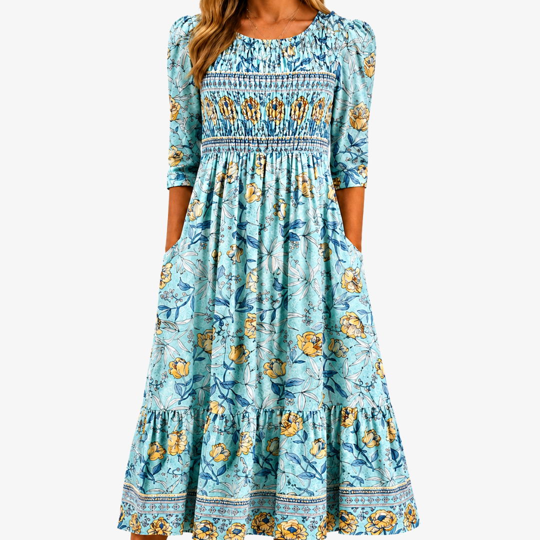 Bathylde | Robe Fleurie Volant