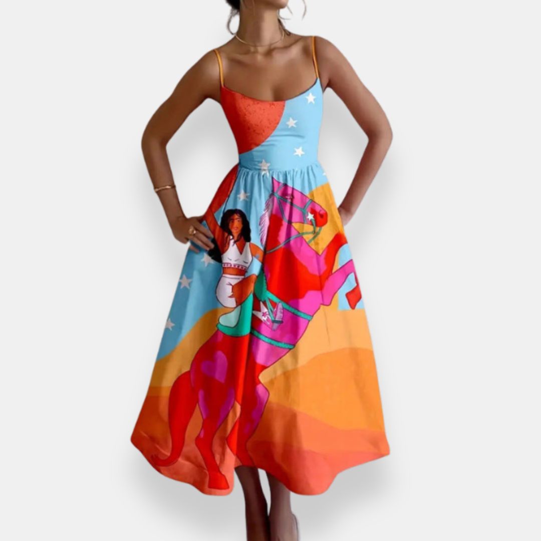 Liturge | Robe mi-longue imprimé pop art