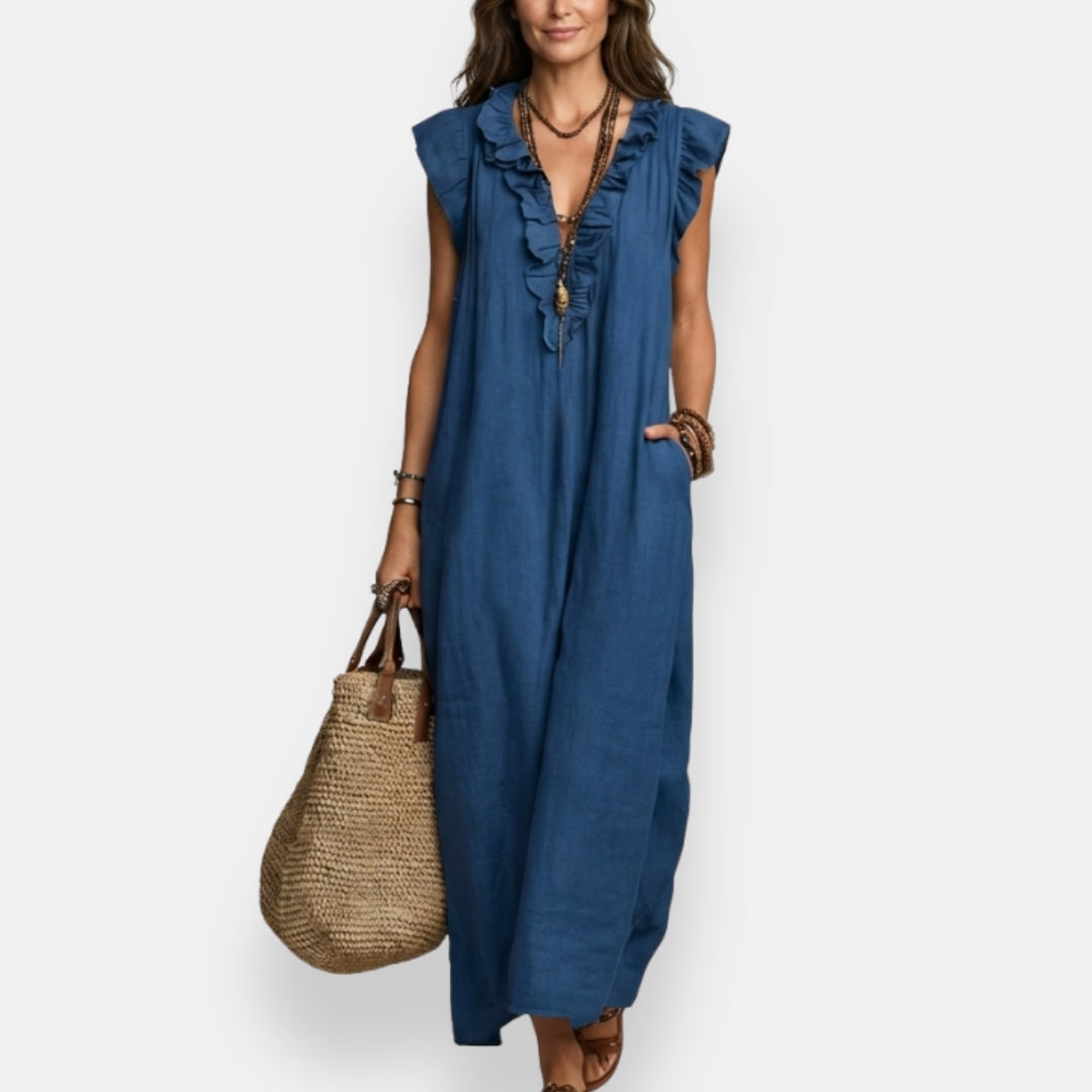 Félourinde | Robe maxi volants col