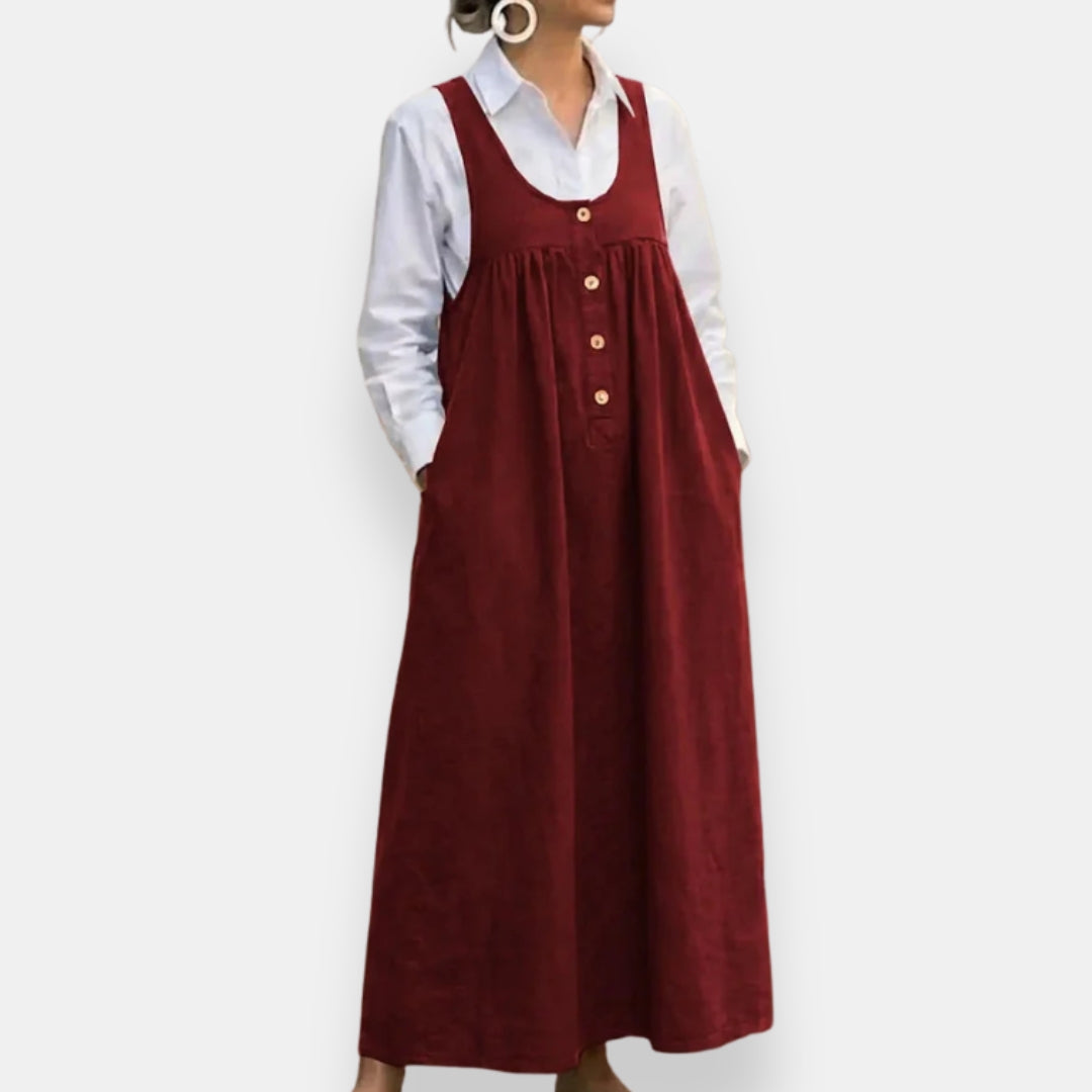Mathilde | Robe chasuble boutonnée