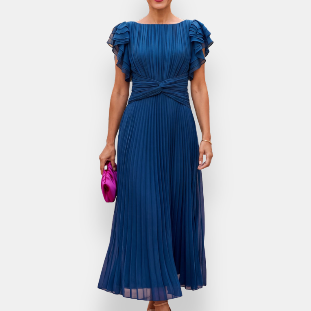Cyvienne | Robe longue plissée à nœud