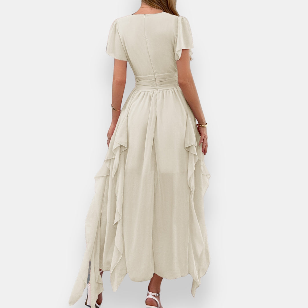 Jehanette | Robe longue à volants latéraux