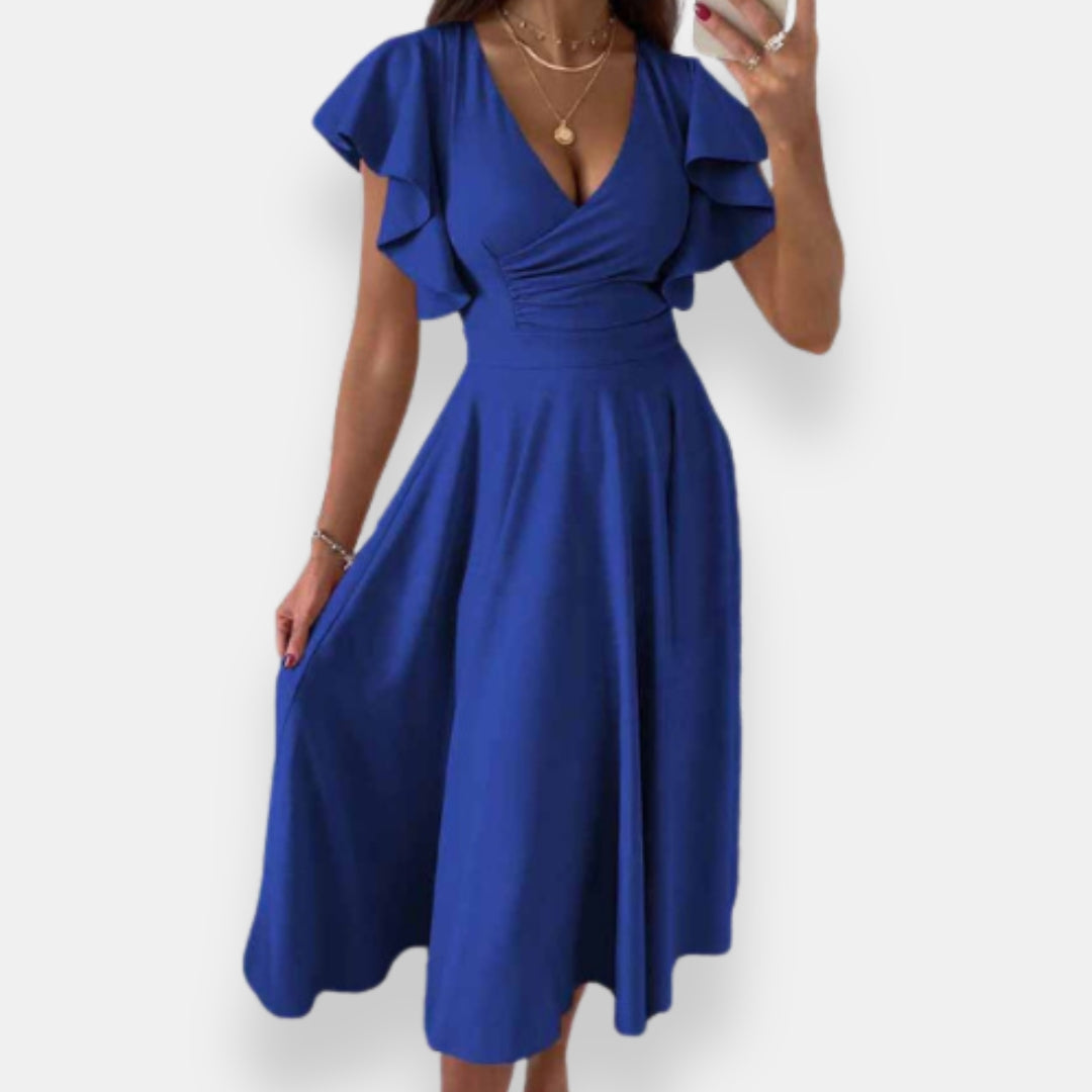 Iseut | Robe midi évasée volantée