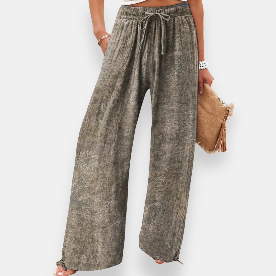 Mauve | Pantalon paisley élastiqué