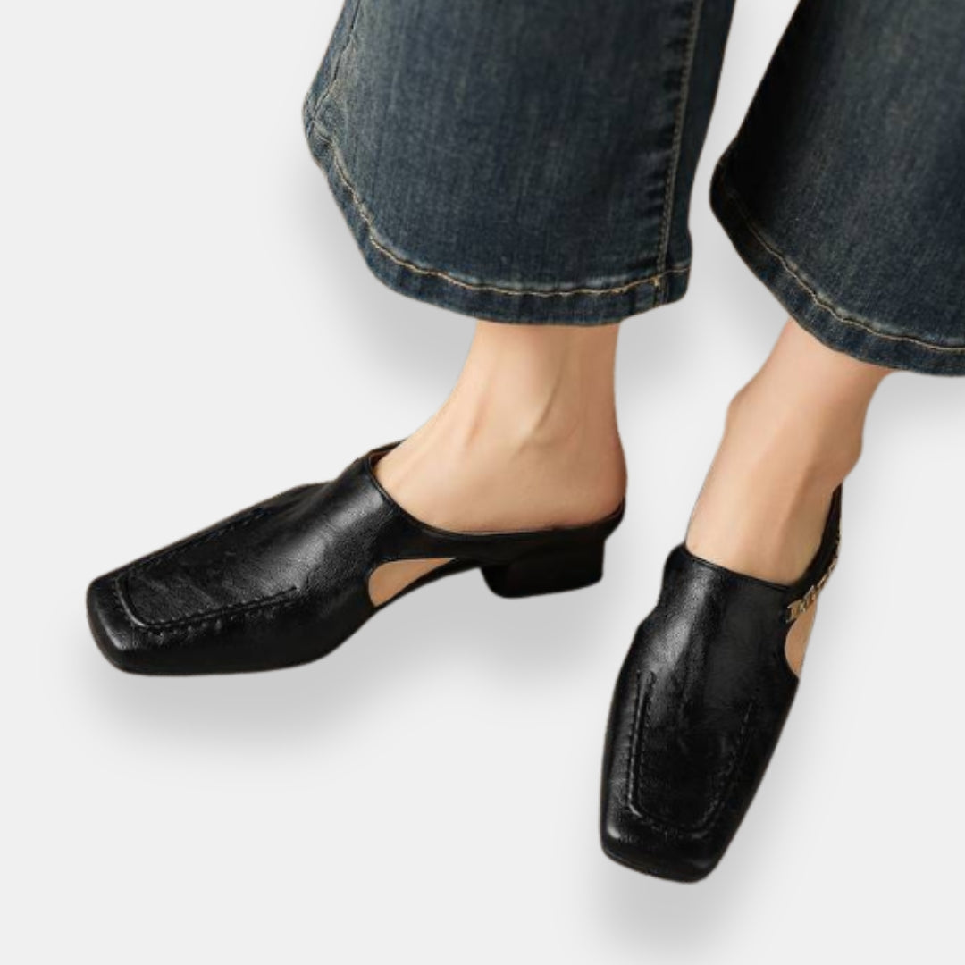 Brédéric | Mules talon chaîne détail